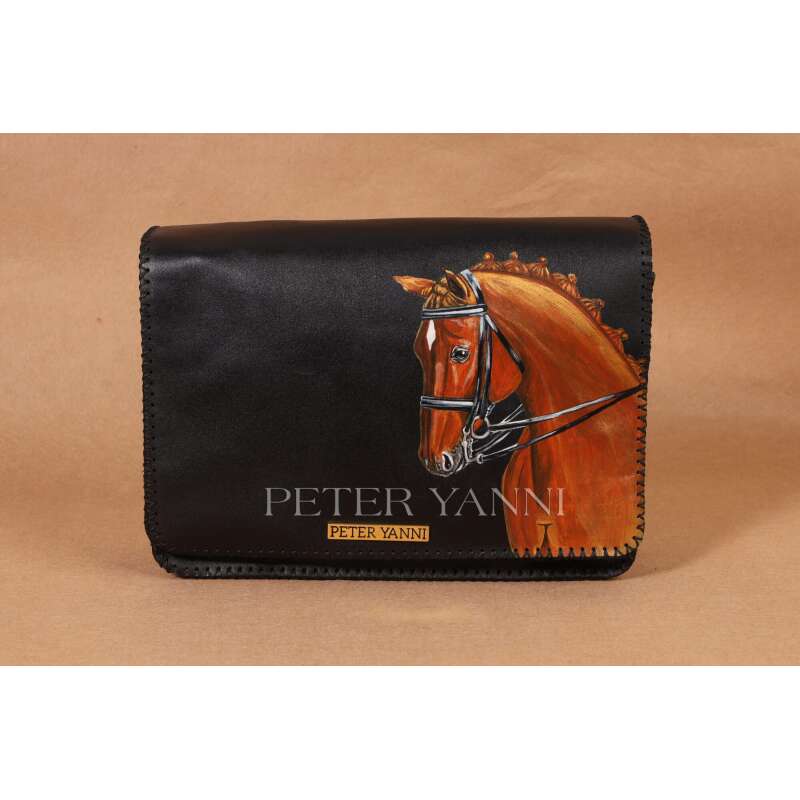 Horse Portrait Black Crossbody Bag
