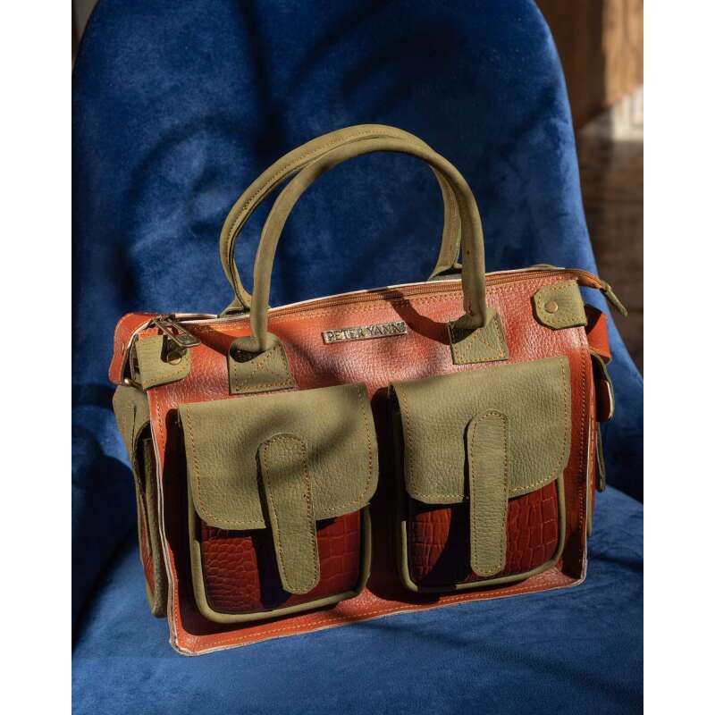 Brown & Green Duffel Bag