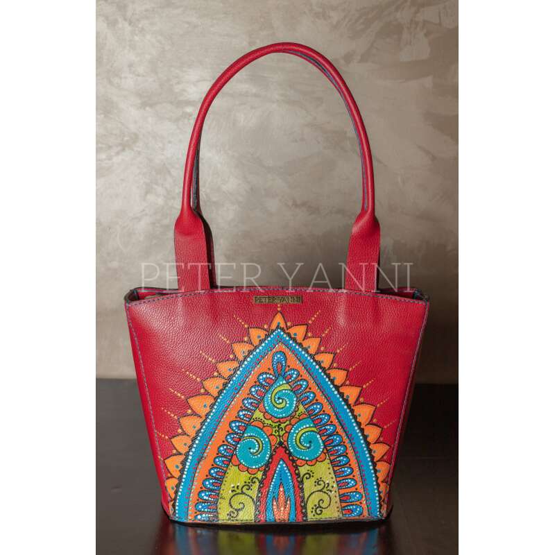 Red Hand-Painted Tote Bag