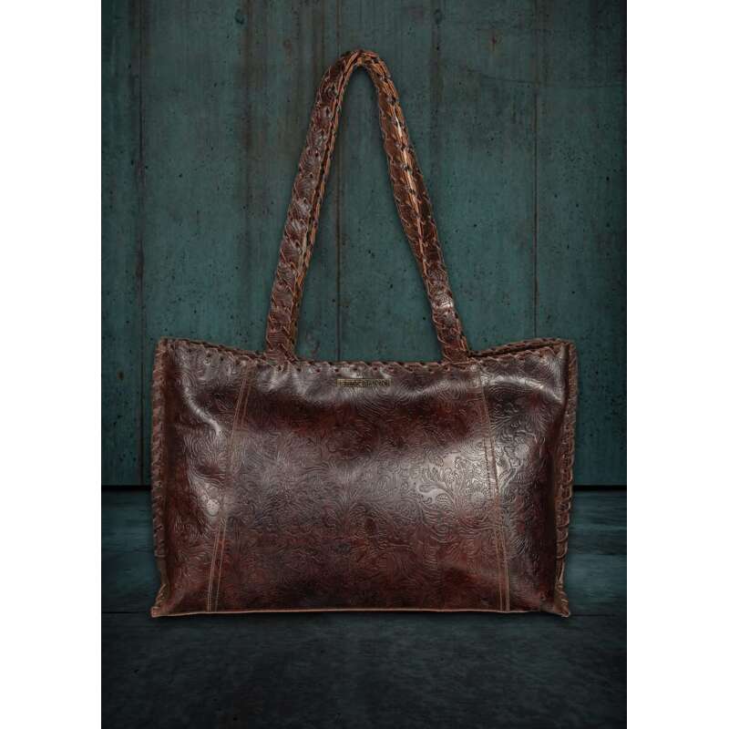 Brown Pressed Leather Tote Bag