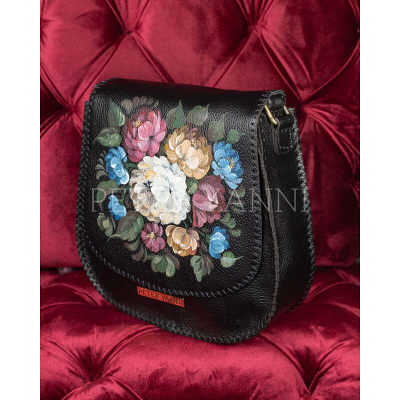 Black Flowery Crossbody Bag