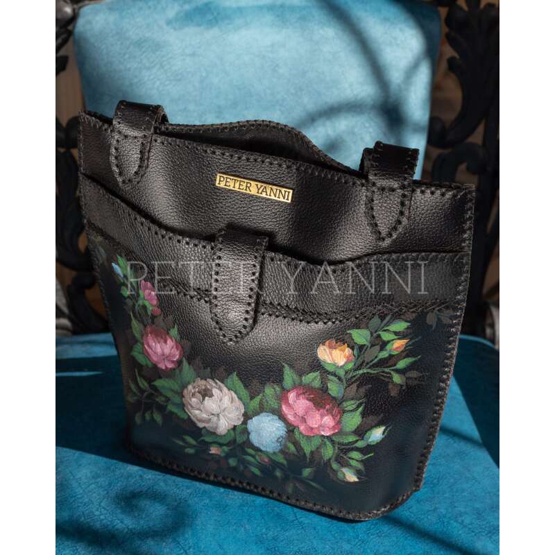 Flowery Hand-Painted Shoulder Bag