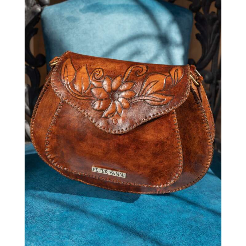 Brown Embossed Crossbody Bag