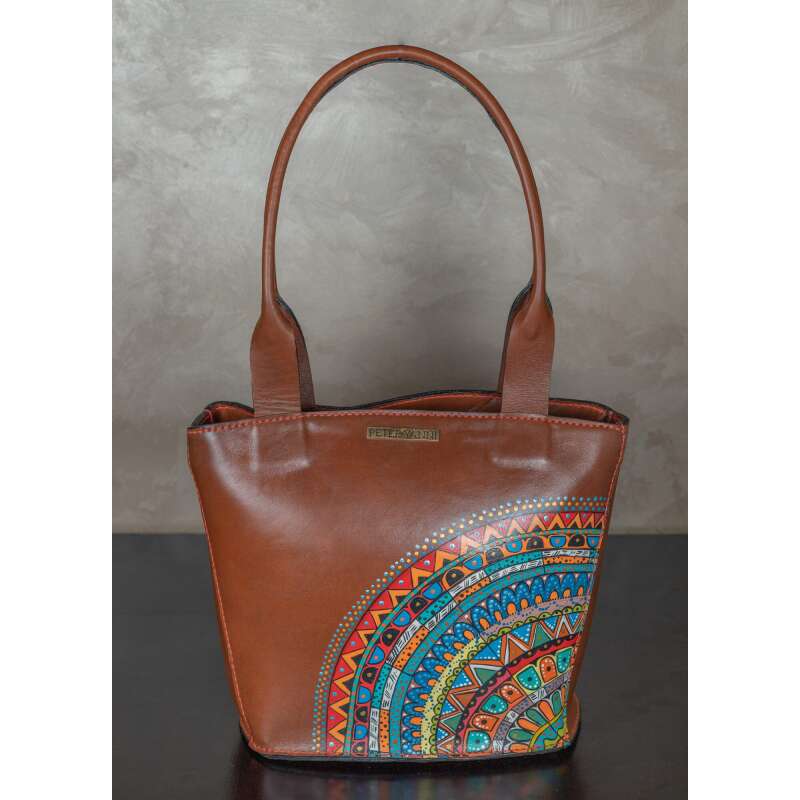 Brown Hand-Painted Tote Bag