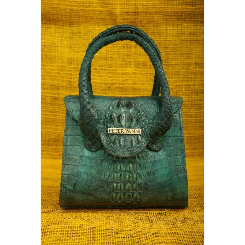Teal Blue Crocodile Tote bag