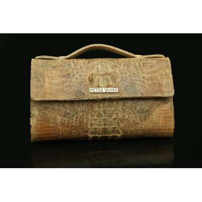 Beige Crocodile Clutch