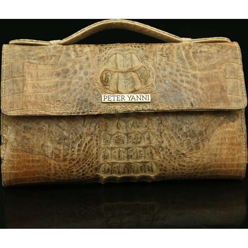 Beige Crocodile Clutch
