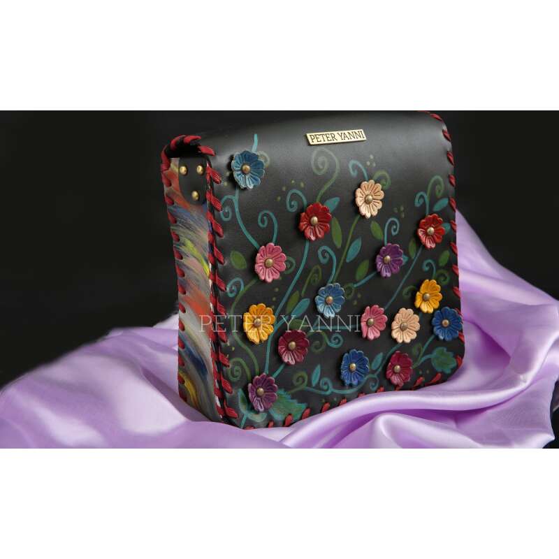 Flower Garden Black Crossbody Bag