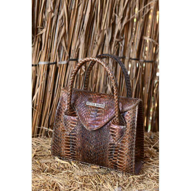 Brown Snakeskin Trapeze Bag