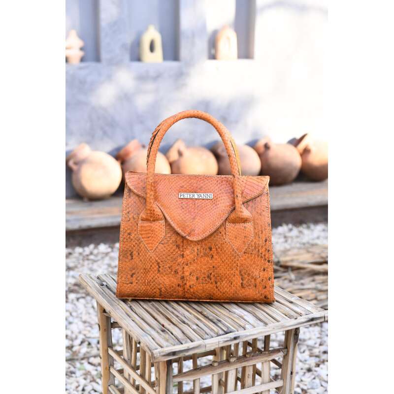 Orange Snakeskin Trapeze  Bag