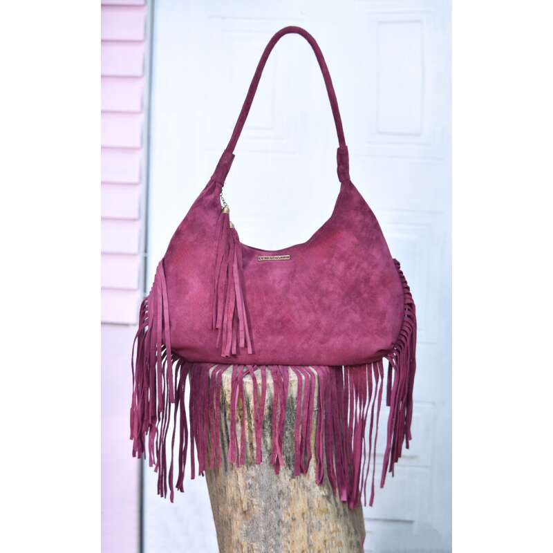 Burgundy Suede Hobo bag