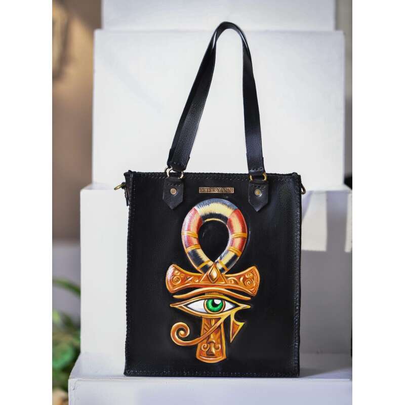 Ankh The Key of Life on a Black Tote Bag