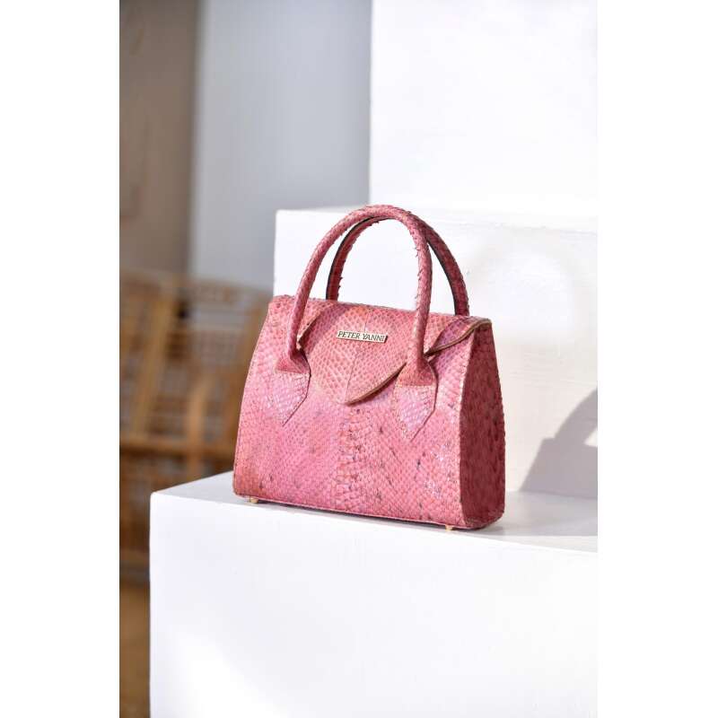 Pink Trapeze Snakeskin Bag