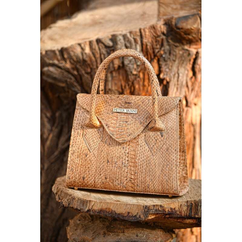 Beige Trapeze Snakeskin Bag