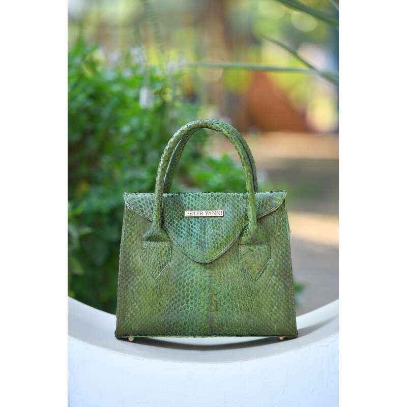 Green Snakeskin Trapeze Bag