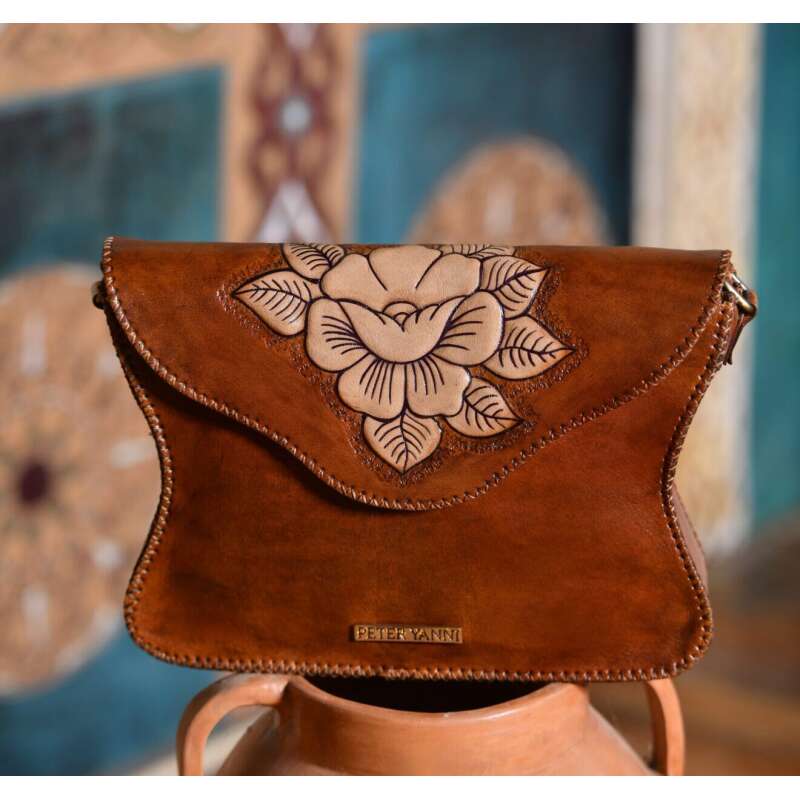 Brown Embossed cross bag