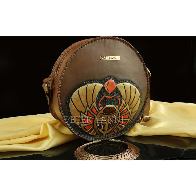 Golden Scarab Brown Cross Bag