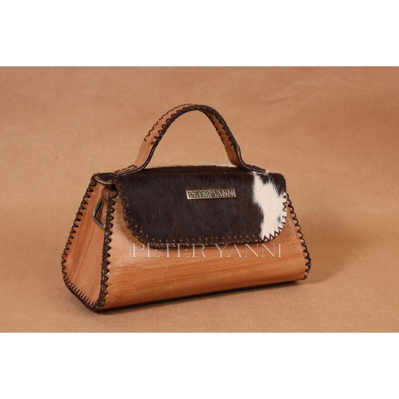 Dark brown ponyhair flap bag