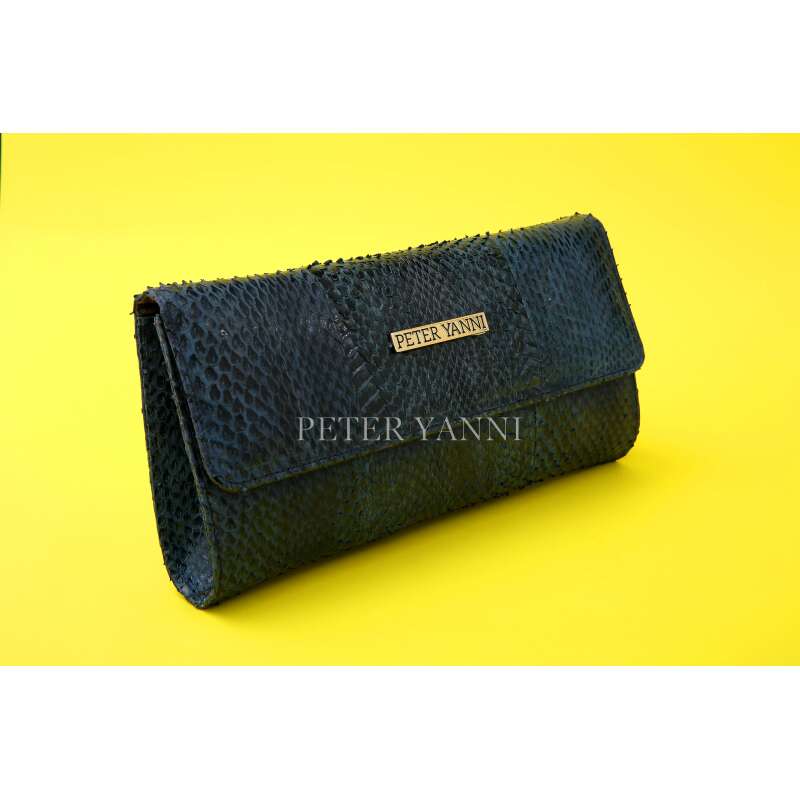 Navy Blue Snakeskin Clutch