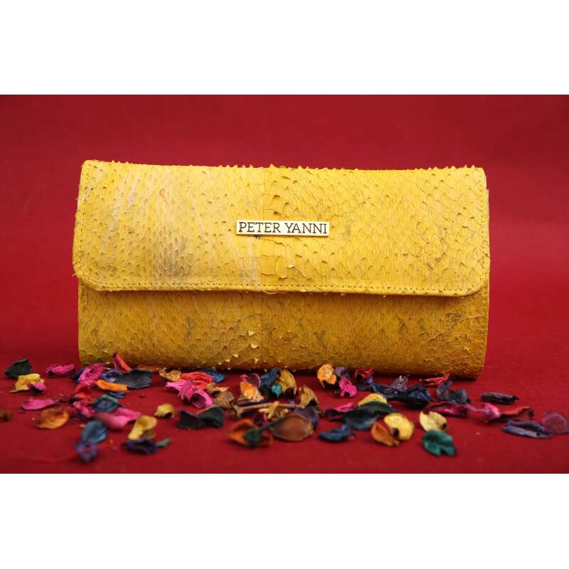 Yellow Snakeskin Clutch