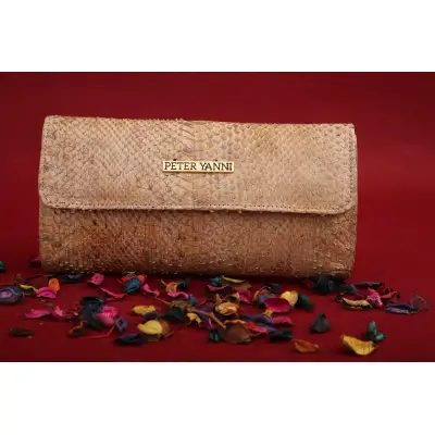 Beige Snakeskin Clutch
