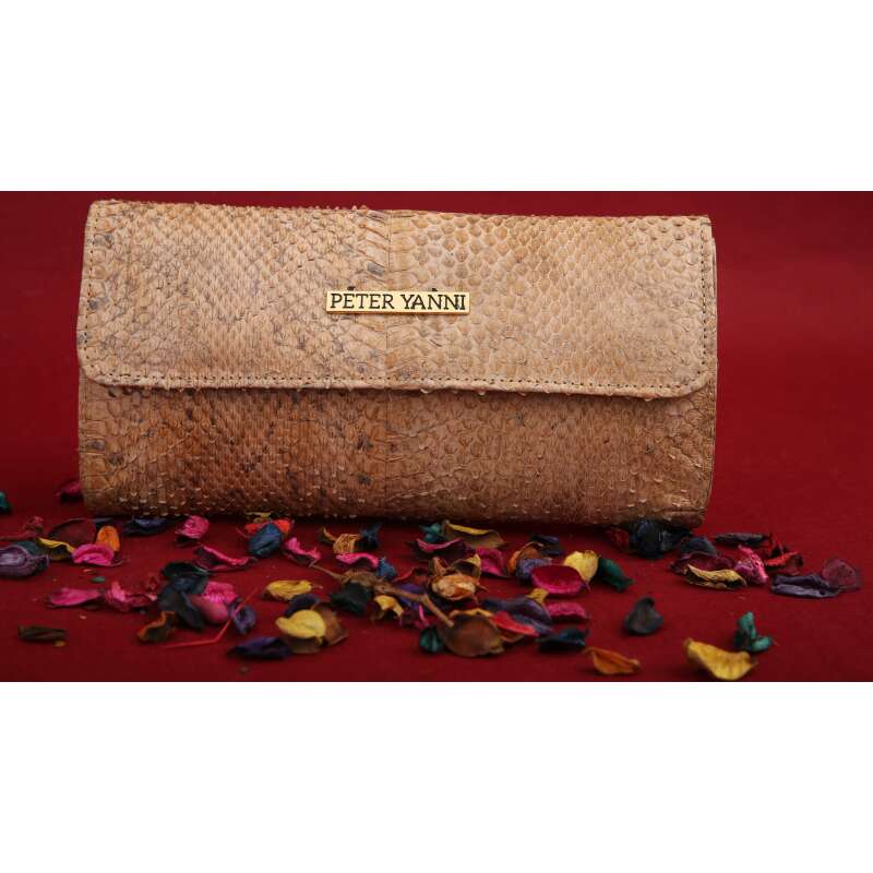 Beige Snakeskin Clutch