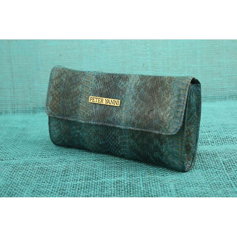 Blue Snakeskin Clutch