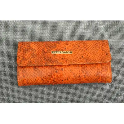 Orange Snakeskin Clutch