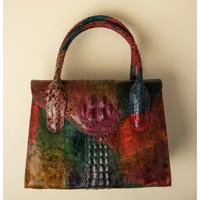 Multicoloured Crocodile Kelly Bag
