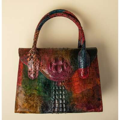 Multicoloured Crocodile Kelly Bag