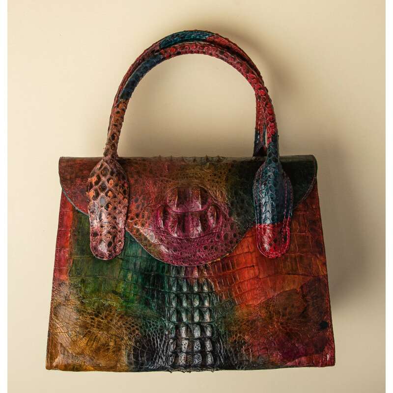Multicoloured Crocodile Kelly Bag