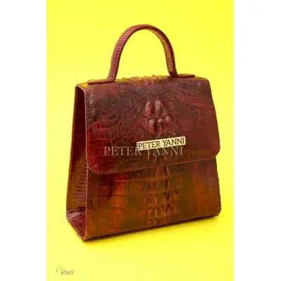 Burgundy Crocodile Kelly Bag