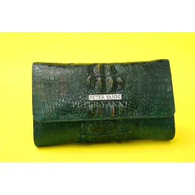 Green Crocodile Clutch