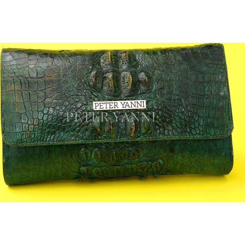 Green Crocodile Clutch