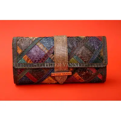 Multicoloured Patch-work snakeskin Clutch #3