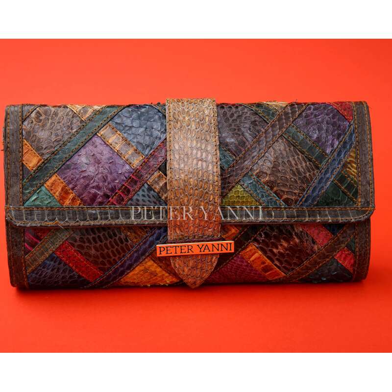 Multicoloured Patch-work snakeskin Clutch #3