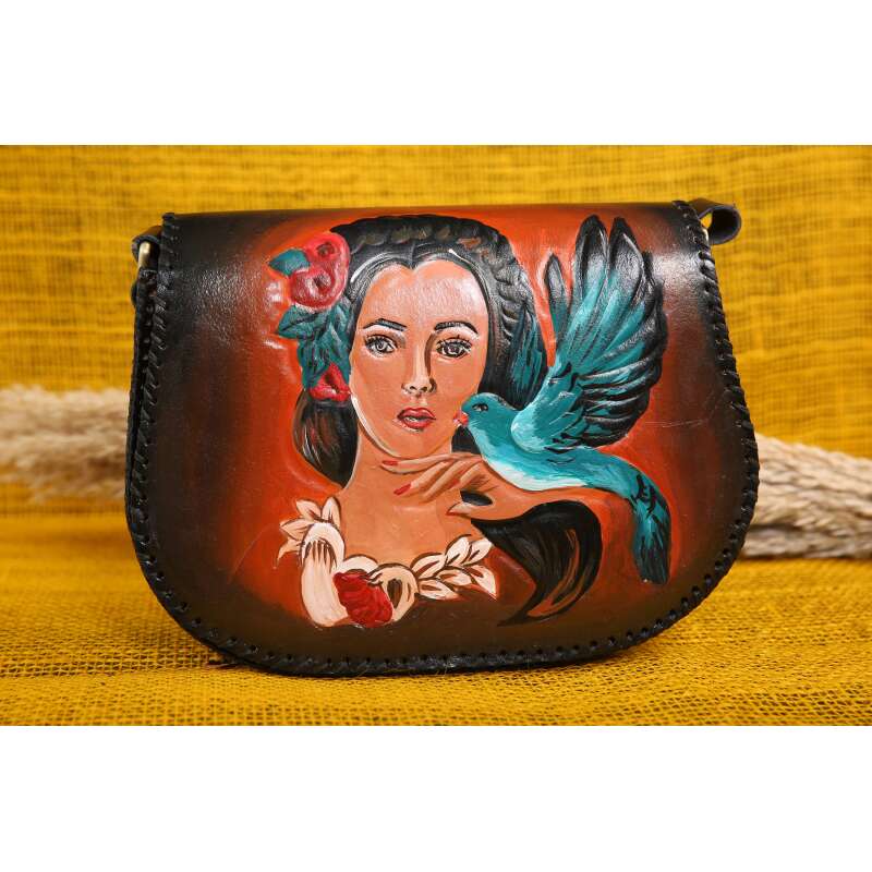 Embossed Girl Portrait Cross Bag