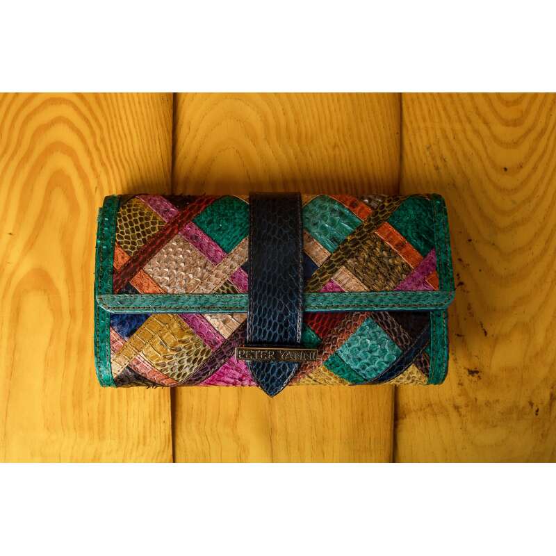 Multicoloured Patch-work snakeskin Clutch #2
