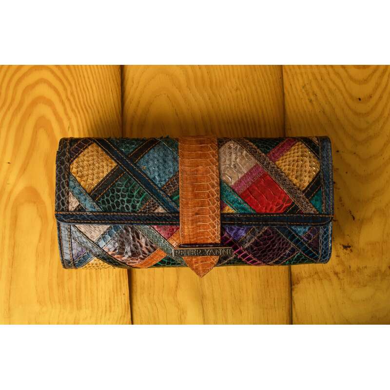 Multicoloured Patch-work snakeskin Clutch #4