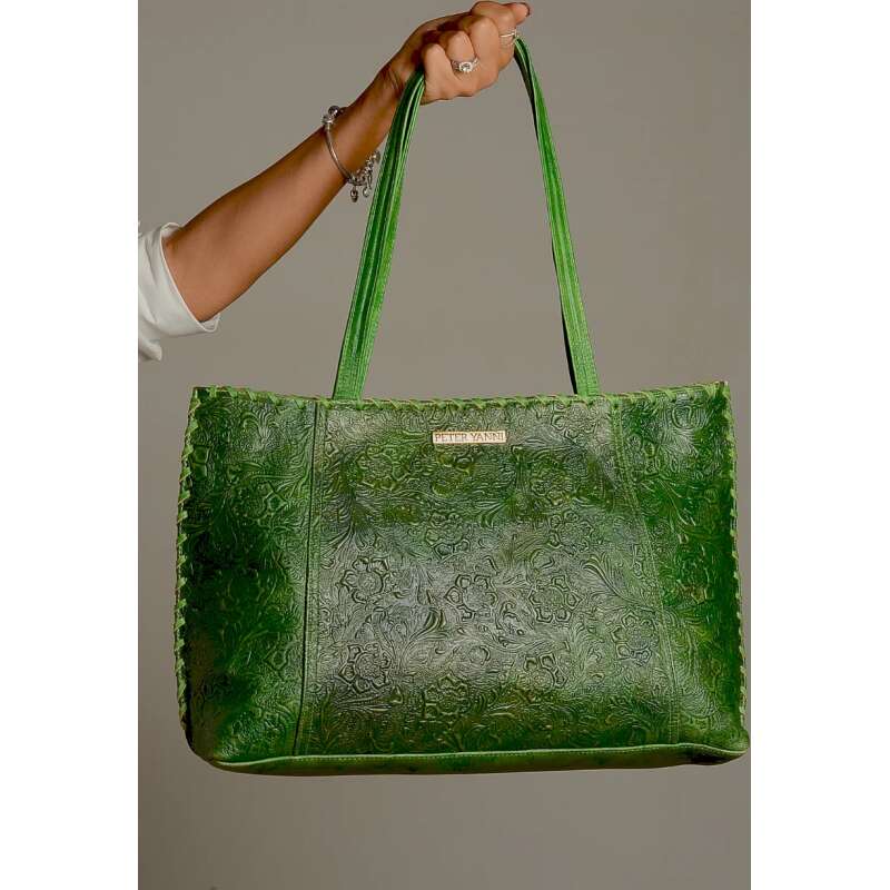 Dark Green Pressed Leather Tote bag