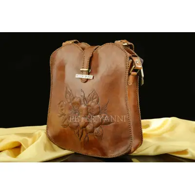 Brown Embossed Shoulder Bag