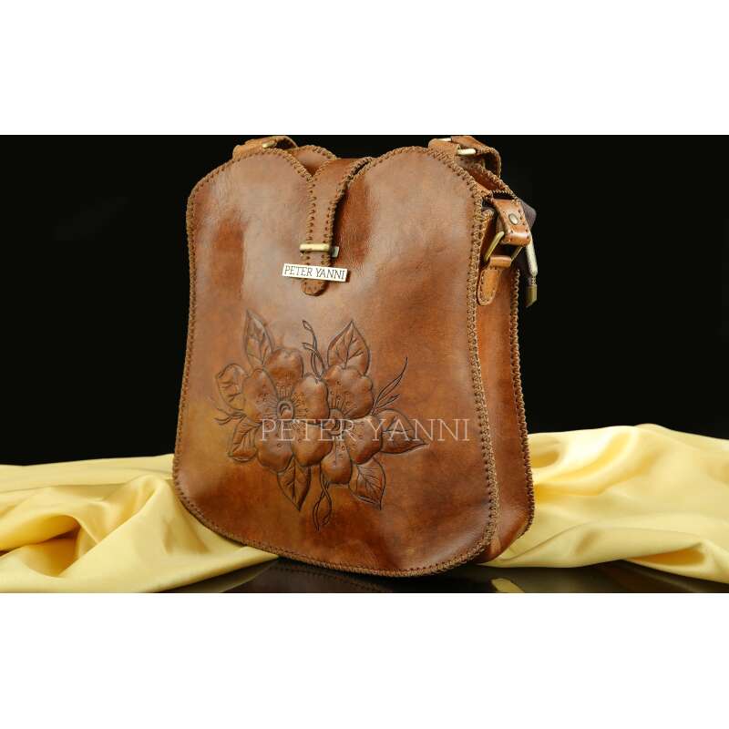 Brown Embossed Shoulder Bag