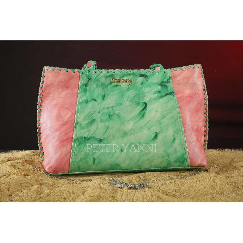 Marble Print Green x Pink Tote Bag