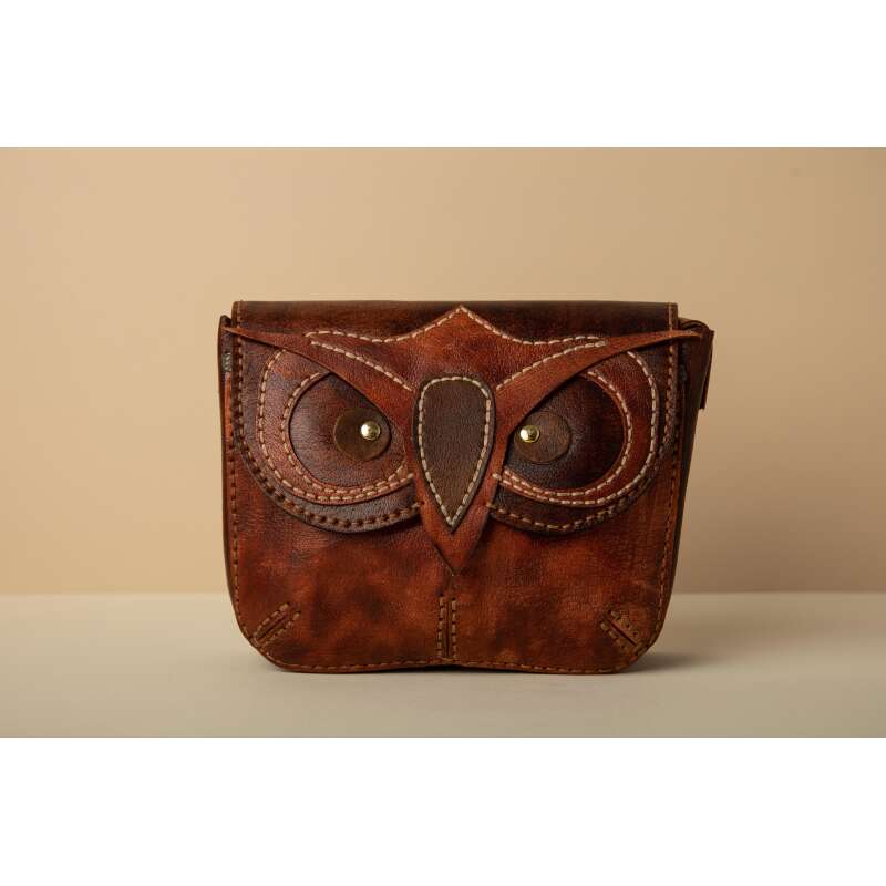 Owl on Brown Crossbody Bag