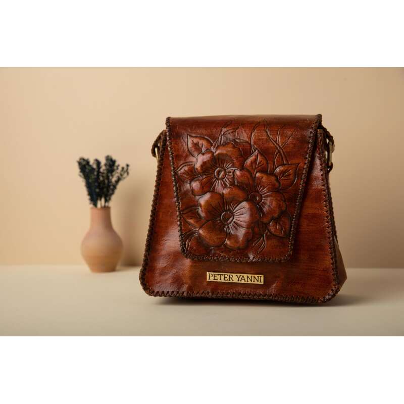 Brown Embossed Cross Bag