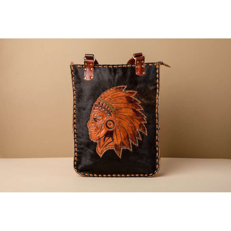Native American Chief on ponyhair Shoulder Bag