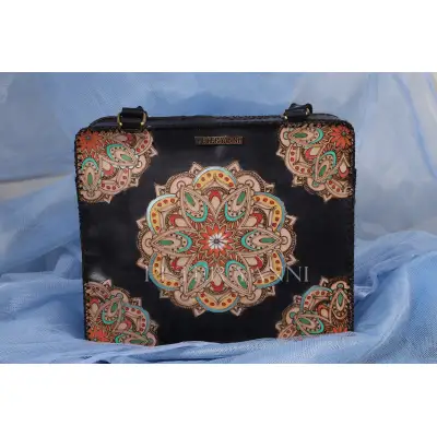 Colourful Mandala on Black Tote Bag