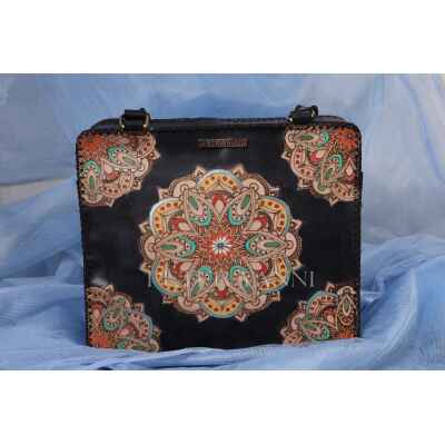 Colourful Mandala on Black Tote Bag