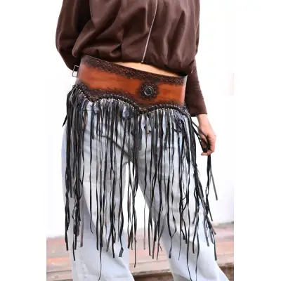 Brown Fringy Belt