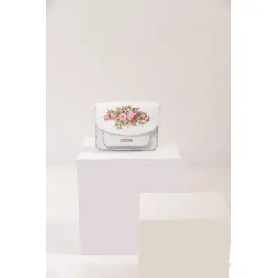 White Flowery Cross Bag